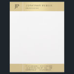Gold White Elegant Monogrammed Modern Template Letterhead<br><div class="desc">Gold White Elegant Monogrammed Modern Template Letterhead.</div>