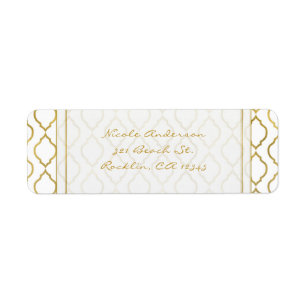 Gold & White Elegant Moroccan Glam Invitation Label