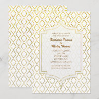 Gold & White Elegant Moroccan Wedding Invitations