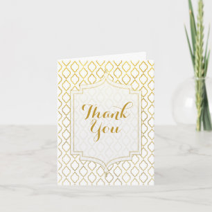 Gold & White Elegant Moroccan Wedding Thank You Card