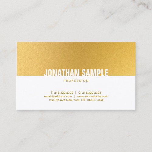 Gold White Elegant Professional Minimalist Plain Business Card