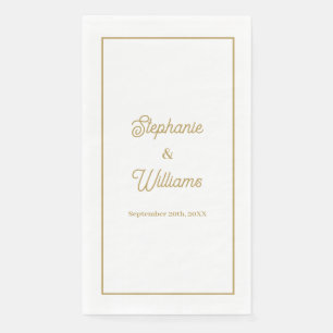 Gold White Elegant Script Name Wedding Minimal Paper Guest Towels