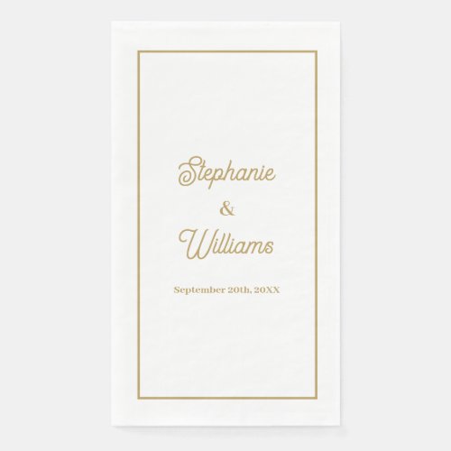 Gold White Elegant Script Name Wedding Minimal Paper Guest Towels