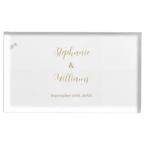 Gold White Elegant Simple Name Wedding Classy 2024 Place Card Holder