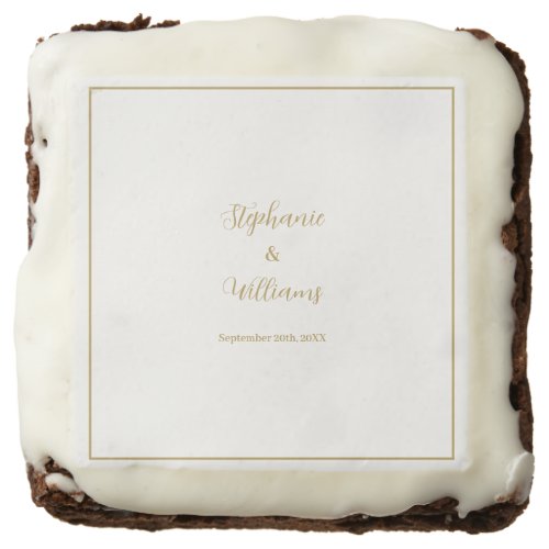 Gold White Elegant Simple Name Wedding Gift Favor Brownie