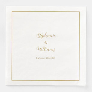 Gold White Elegant Simple Name Wedding Minimal Paper Dinner Napkins