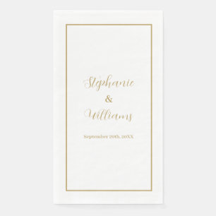 Gold White Elegant Simple Name Wedding Minimal Paper Guest Towels