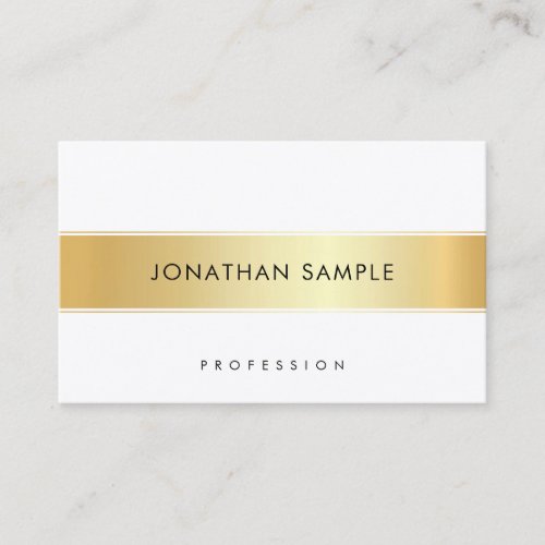 Gold White Elegant Template Modern Simple Custom Business Card