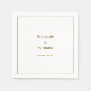 Gold White Elegant Wedding Minimal Modern Napkins
