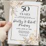Gold White Floral 50th Anniversary Invitation