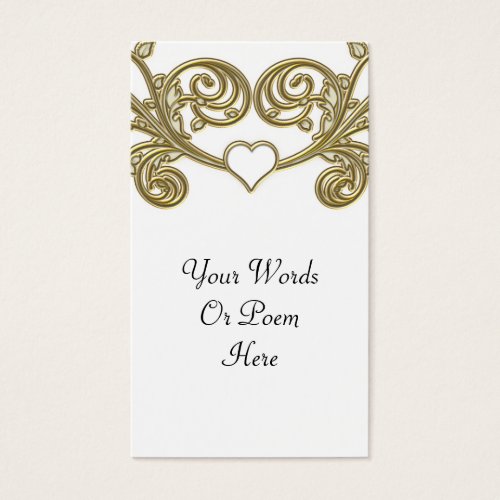 Gold &amp; White Floral Joining Heart Wedding Business Card