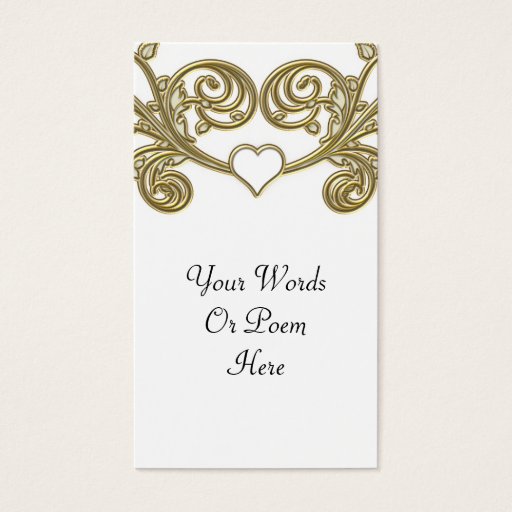 Customizable Gold &amp; White Floral Joining Heart Wedding Business Card