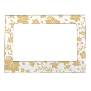 Gold White Floral Magnetic Frame