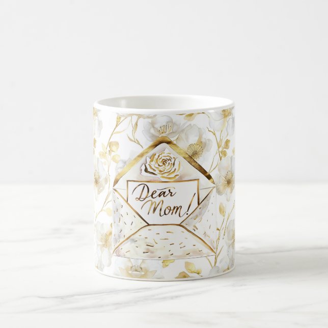 Gold White Floral Mom Coffee Mug (Center)