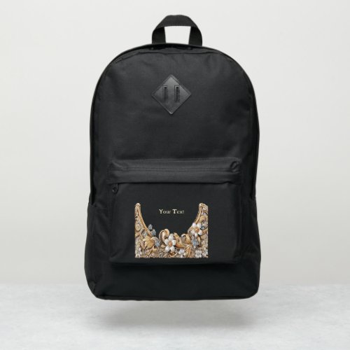 Gold White Floral Port Authority Backpack