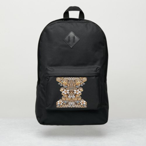 Gold White Floral Port Authority Backpack