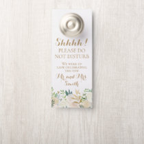 Gold White Flower Wedding Door Hangers Gold White Flower Wedding Door Hangers