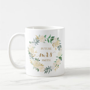 Gold White Flower Wedding Planning Mrs Coffee Mug
