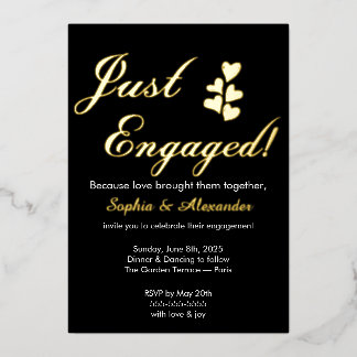 Gold & White Foil Engagement Invitation
