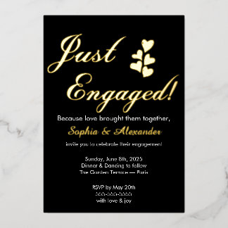 Gold & White Foil Engagement Invitation Foil Invitation