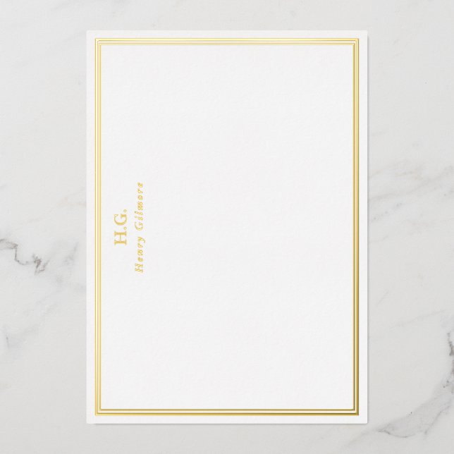 Gold & White Frames Monogrammed Foil Invitation (Front)
