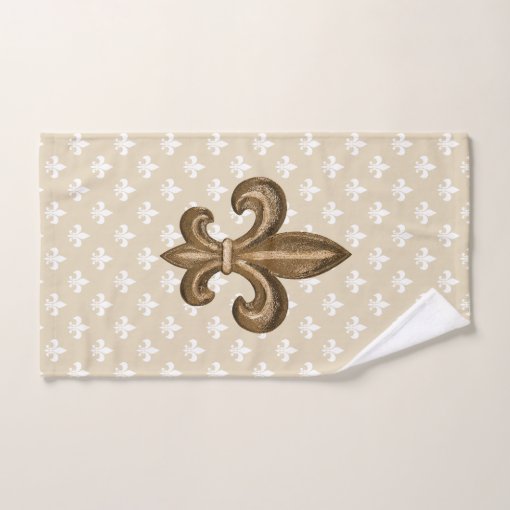 Gold & White French Fleur de Lis Bath Towel Set Zazzle