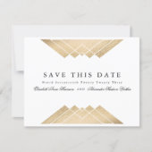 Gold White Geometric Gatsby Foil Save The Date Announcement (Front)