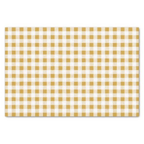 Gold White Gingham Pattern Tissue Paper
