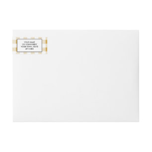 Gold White Gingham Pattern Wrap Around Label