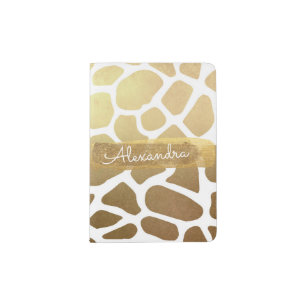 Gold & White Giraffe Animal Print Passport Holder