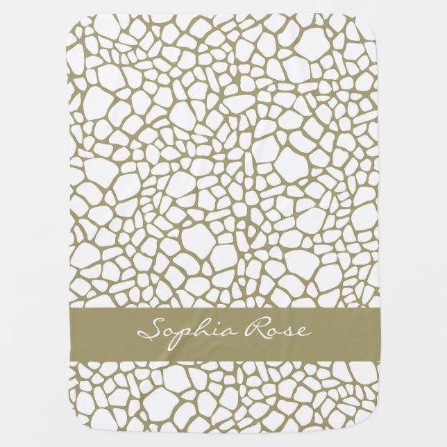 Gold White Giraffe Print Swaddle Blanket (Front)