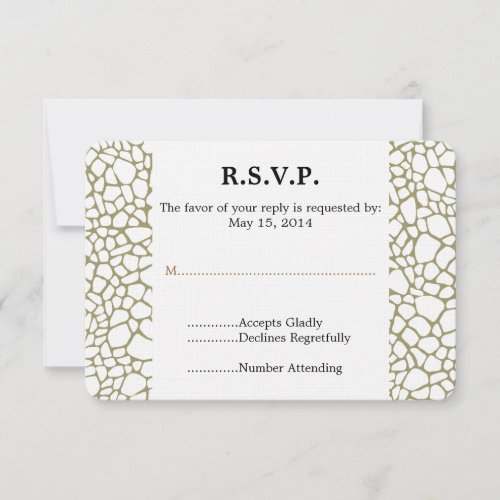 Gold White Giraffe Print Wedding RSVP