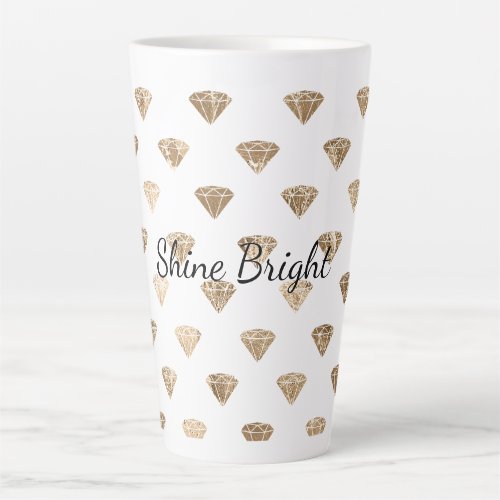 Gold White Glam Diamonds Jewel  Latte Mug