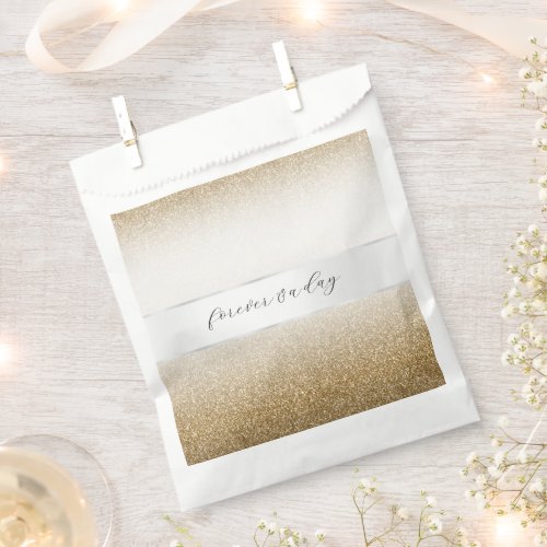 Gold White Glam Glitter Elegant Wedding Favor Bag