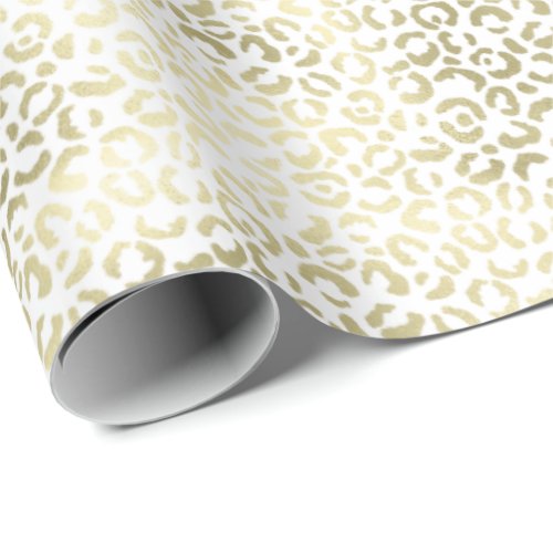 Gold White Glam Leopard Print Wrapping Paper