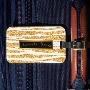 Gold White Glitter Boho Popular Tiger Collection Luggage Tag