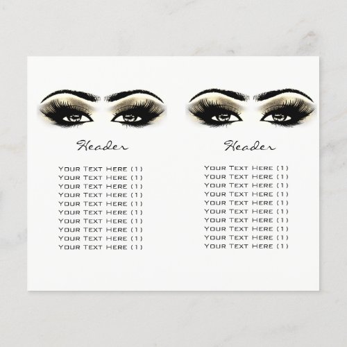 Gold White Glitter Makeup Eyes Lash Prices Leaflet Flyer