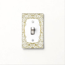 Gold & White Glitter Unisex Princess Filigree Light Switch Cover