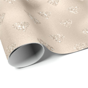 Gold White Glitz Glitter Diamonds Wrapping Paper