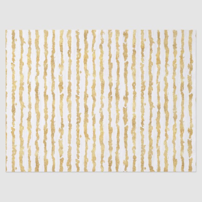 Gold White Glitz Stripes Tissue Paper (Front)