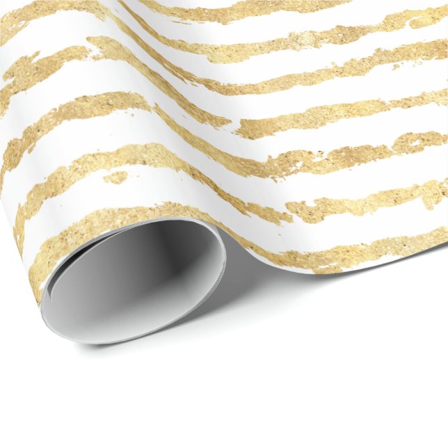 Gold White Glitz Stripes Wrapping Paper (Roll Corner)