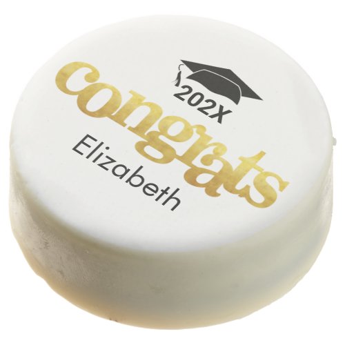 Gold White Graduation Congrats Bold Modern Custom Chocolate Covered Oreo