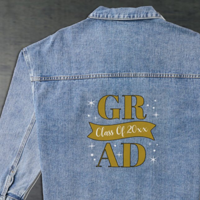 Gold & White Graduation Party Denim Jacket (Creator Uploaded)