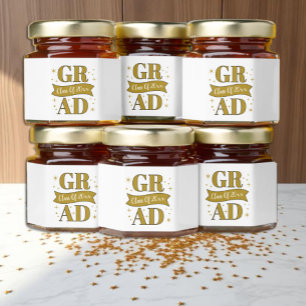 Gold & White Graduation Party Honey Jar Favors