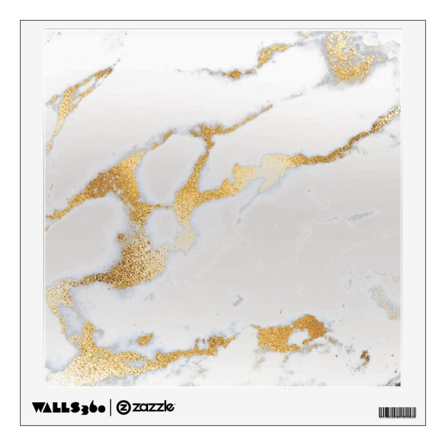 Gold White Gray Carrara Marble Stone Metallic Wall Decal (Front)