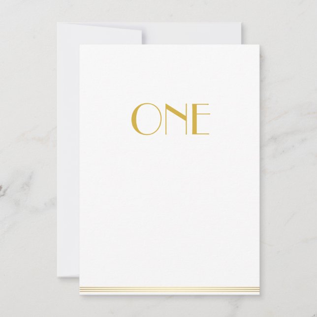 Gold White Great Gatsby Cards In Lieu Of Favors (Front)