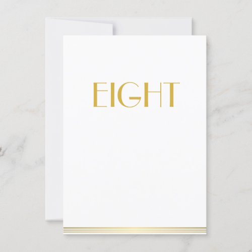 Gold White Great Gatsby Wedding Table Cards Eight