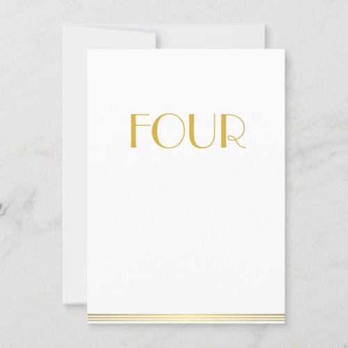 Gold White Great Gatsby Wedding Table Cards Four