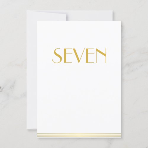 Gold White Great Gatsby Wedding Table Cards Seven