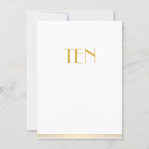 Gold White Great Gatsby Wedding Table Cards Ten